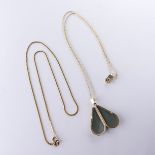 A 9ct gold pear shaped Locket, 3.5cm long including suspension loop, on a 9ct gold trace chain,