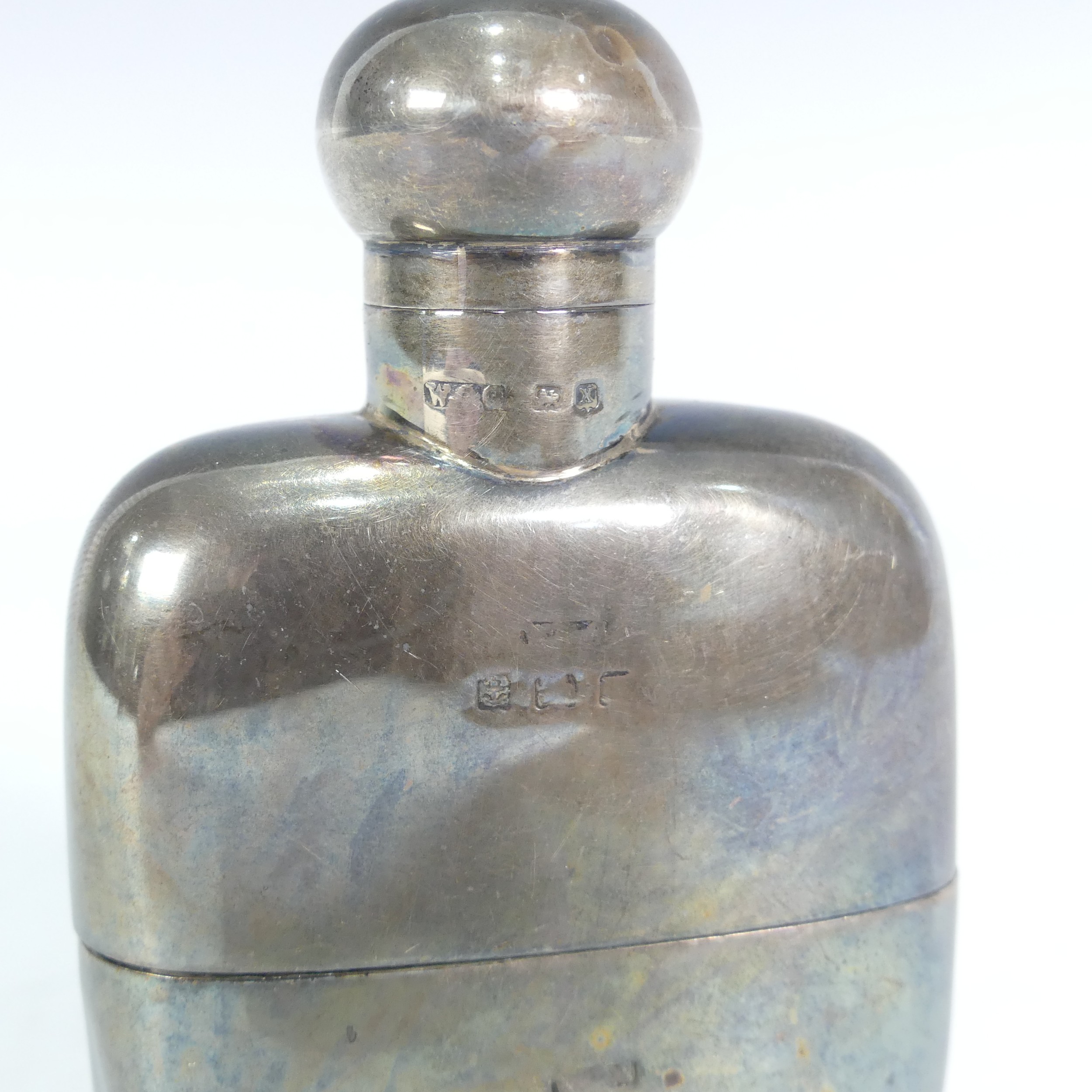 A George V silver Hip Flask, by Wilfred Chidlaw Griffiths, hallmarked Birmingham, 1922, of small - Image 4 of 6