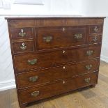 A Georgian inlaid mahogany Secretaire chest, missing trim in places and has large split on right-