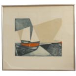 Charles Bartlett (1921-2014), 'Racing Yacht', coloured engraving with aquatint, numbered 8/60,