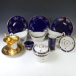 A Worcester Flight, Barr and Barr Sucrier, decorated with cobalt blue banding and gilding, on