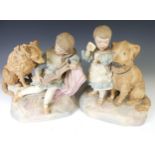 A Robinson and Leadbeater painted parianware figural Group, titled 'Don't be Greedy', together