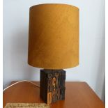 A small Retro 1960s 'Brian Bradley' letterpress Lamp Base and shade, made from wooden letterpress