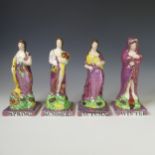 A matched group of four Dixon, Austin and Co prattware Figures, early 19thC, modelling the four