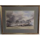 Rowland Hilder (1905-1993) Rural Landscape of Barn watercolour heightened with white, signed, 30