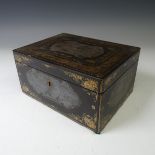 A 19thC Chinese export black lacquered Tea Caddy, with gilt dragon and foliate decoration, the