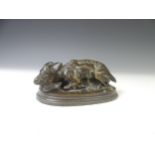 A small Bronze figure of goat signed P.J.MENE, W 12.5 cm x H 6 cm.