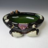 An unusual 20thC Japanese studio pottery Dish, possibly a Brush Washer, in the form of a crab with