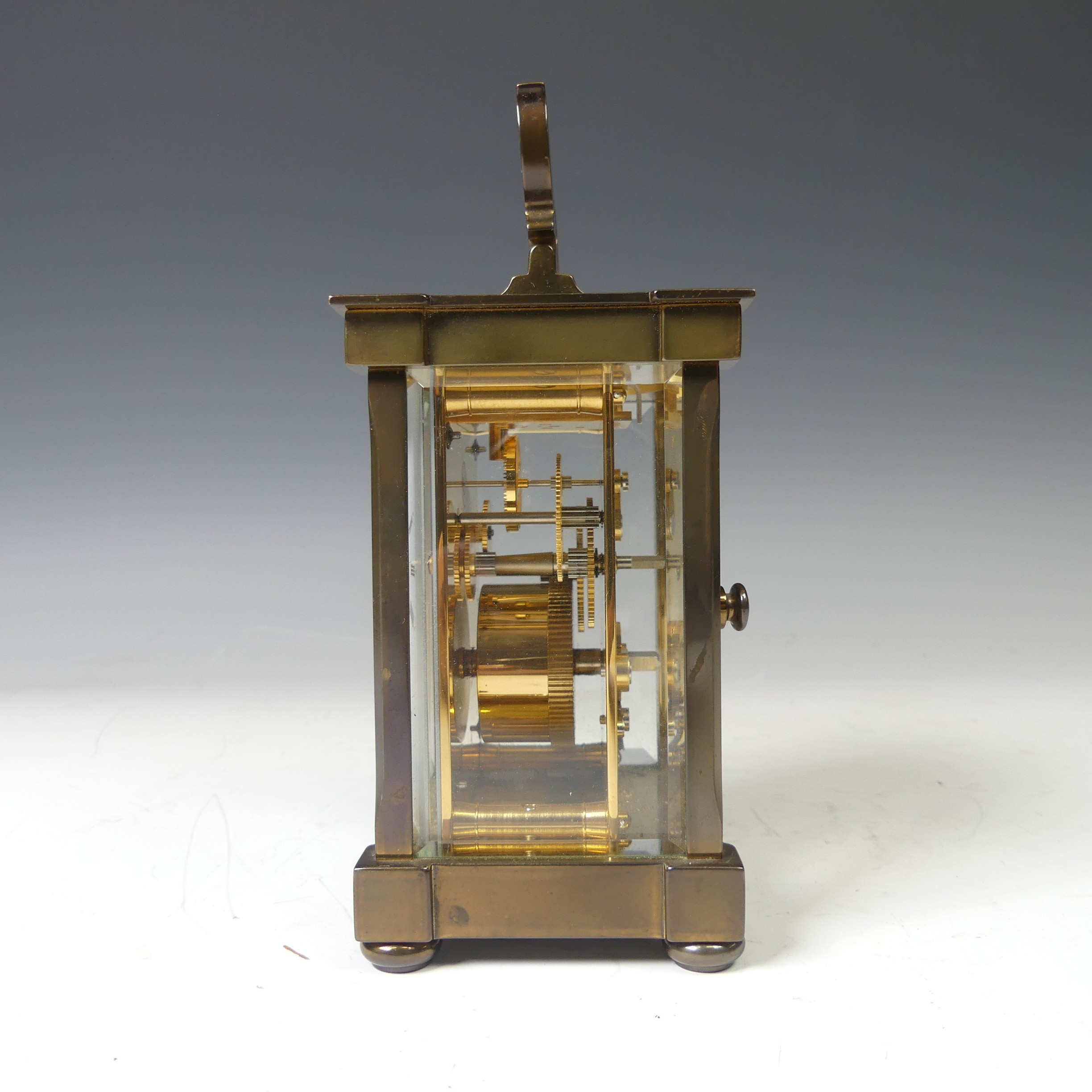 A continental gilt brass Carriage Clock, of typical five-glass form, retailed by Matthew Norman, - Image 3 of 10