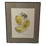 Karen Burgess (20th century), Lemons and Lemon Grove, watercolour, signed, 43cm x 32cm, framed.