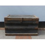 A large Antique painted wood military travelling Chest, belonging to 'Lieut. Col. R.L.Vance', with