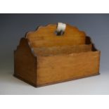 An Antique oak desk stationary Letter Rack, with four compartments, W 23.5 cm x H 15.5 cm x D 13.5