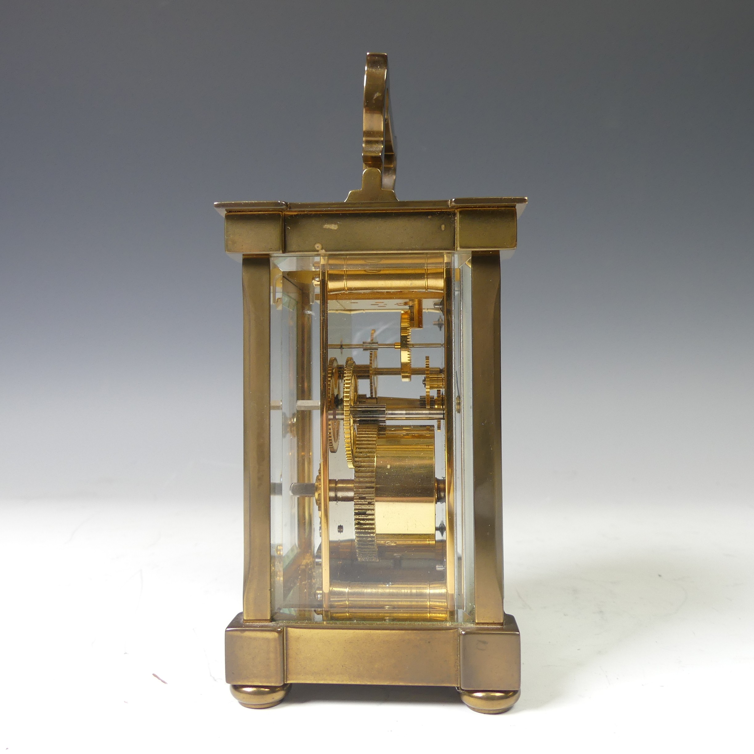A continental gilt brass Carriage Clock, of typical five-glass form, retailed by Matthew Norman, - Image 7 of 10