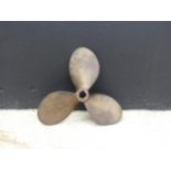 A vintage brass ship's three-blade Propeller, width from top of blade to centre 18.5 cm.