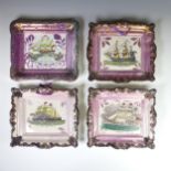 A small quantity of Sunderland lustre Wall Plaques, including 'May Peace and Plenty on our Nation