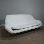 A Retro 1980s Lurashell three seater Sofa, with black fibreglass shell, W 190 cm x H 80 cm x D 75