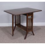 An Edwardian mahogany inlaid Sutherland Table, W 23 cm x H 63.5 cm x D 60.5 cmx (extended) W 81 cm.