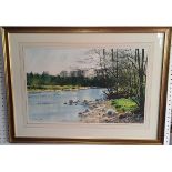Richard Thorn (b.1952), River Dart, watercolour, signed lower left, 42cm x 68cm, framed.