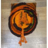Mid 20thC Textile Design; a plaited and tasselled wool wall hanging, the shaggy pile of different