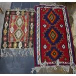 Tribal rugs; an old hand-knotted Turkish Kelim, woven in a geometric design with natural dye wool