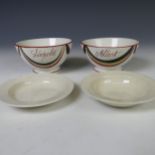 A pair of 19thC porcelain Bowls, named for Leopold and Albert of Belgium, each decorated with