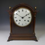 A late 19th century German Winterhalder & Hofmeier walnut ‘ting-tang’ Mantel Clock, with 8-day
