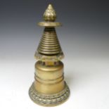 An antique Buddhist reliquary Stupa (Tibet - Chorten), of typical form, the base with consecration