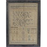 A 19thC Sampler by 'Charlotte Daviess, work in the 10th year of her age', with alphabet, religious