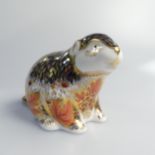 A Royal Crown Derby 'Riverbank Beaver' Paperweight, limited edition (453/5000) with gold stopper and