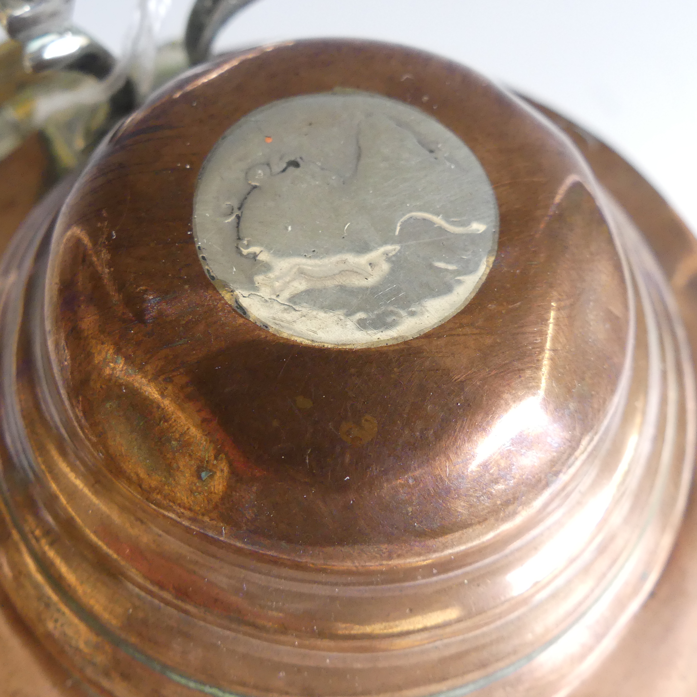 An 18th century Dutch brass Tobacco Box, of oval form, applied with chased decoration together - Image 6 of 8