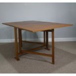 A Mid-20th century teak drop leaf Dining Table, W 12 cm x H 72 cm x D 97 cm, (extended) 141.5 cm.