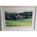 Richard Thorn (b.1952), Farm buildings in a rural wooded landscape, watercolour, signed lower