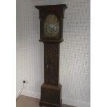 W. Fletcher, Leeds, a carved oak 8-day longcase clock with two-weight movement striking on a bell,