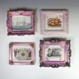 A quantity of 19thC Sunderland lustre Wall Plaques, to comprise an unusual 'The Mariner's Compass'