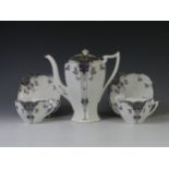 A Shelley 'Black Leafy Tree' pattern part Tea and Coffee Set, in the Queen Anne shape, comprising
