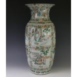 A large early 20thC Chinese famille verte Vase, of baluster form with scenes interspersed with