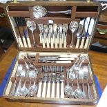 A mid-20thC Canteen of silver plated Cutlery, six place setting, the knives with bone handles,