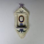 An antique creamware Wall Pocket, of architectural form, depicting cameo above pocket, cracked, H