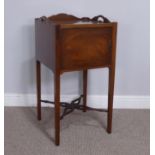 A Georgian mahogany bedside pot Cupboard, with cupboard door raised on tapering square legs, W 41 cm