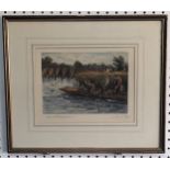 A set of three framed and glazed Fishing Prints, published by Leggitt Bros 1891, signed CW and