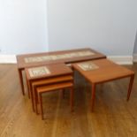 A Retro mid 20thC Danish, 'Jens Risom' design, teak square Lamp Table, the top asymmetrically set