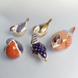 A small quantity of Royal Crown Derby Paperweights, to include Robin with gold stopper, Wren with