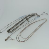 A graduated silver Watch Chain, each link individually marked, with T-Bar and clip, together with