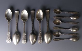 A set of six Victorian silver Tea Spoons, by Chawner & Co., hallmarked London, 1856, King's pattern,