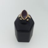 A 9ct gold and carnelian seal Ring, the navette shaped front with vacant matrix, 17mm long, Size S½,