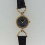 A 9ct yellow gold Roy King lady's Wristwatch, hallmarked London, 1976, the signed plain black dial