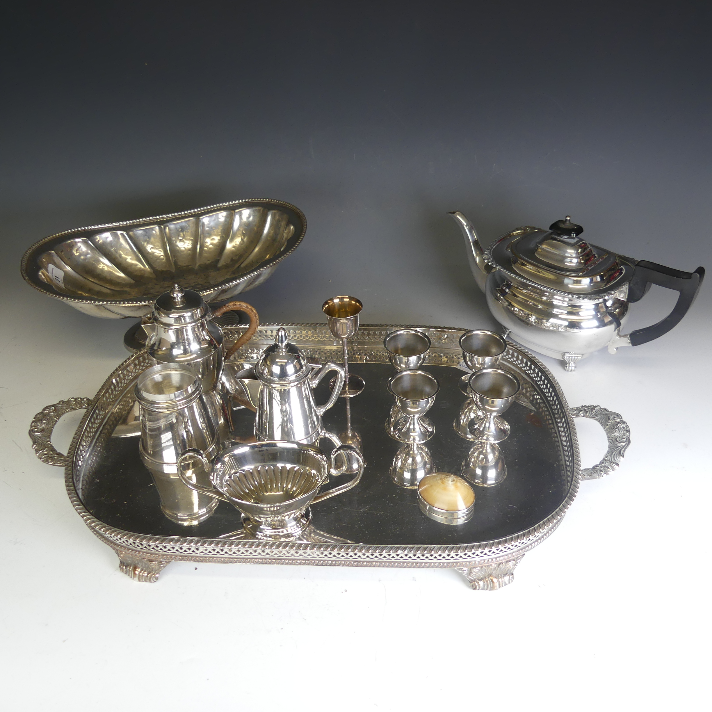 A George V four piece silver backed Dressing Table set, hallmarked Birmingham, 1934, comprising hand