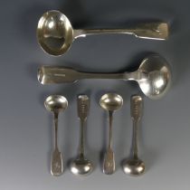 A pair of George IV Sauce Ladles, by William Eaton, hallmarked London, 1828, fiddle pattern, the