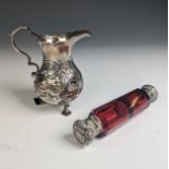 A Victorian double-ended ruby glass Scent Bottle, one end with screw fitting cover and replacement