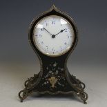 An Edwardian silver and tortoiseshell balloon Mantle Clock, hallmarked William Comyns, London